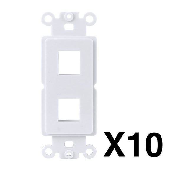 Construct Pro 2-Port Single Gang Keystone Decora Style Insert Strap (10 Pack, White)