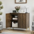 thumbnail image 5 of Buffet Cabinet, Mid Century Sideboard&nbsp;Storage with Anti-Rollover Device, Metal Legs, Walnut MDF, 31.5 Inch W, 5 of 9