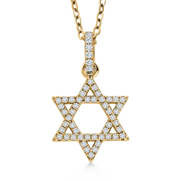 Gem Stone King White Moissanite Star Of David Pendant Necklace for Women | 925 Sterling Silver | Jewish Jewelry for Women | 0.28 Cttw | 13x13MM | With 18 inch Chain