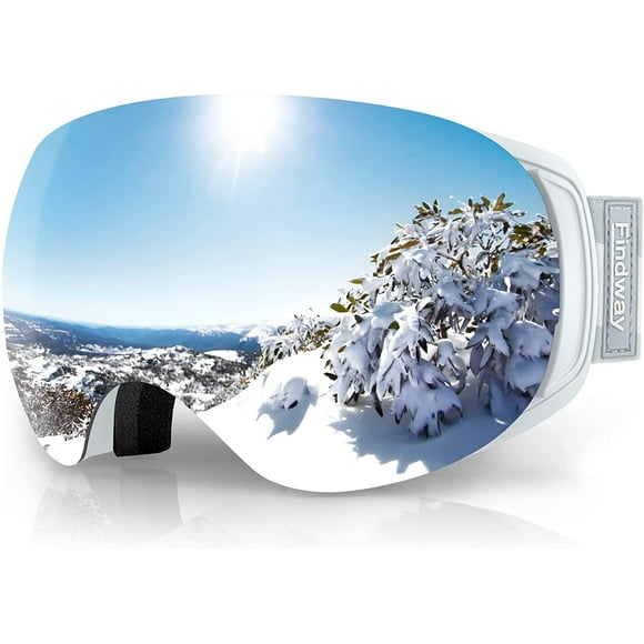 findway Lunettes de Ski 100% UV 400 Protection-Interchangeable Lentille, Anti Brouillard sur les Lunettes de Snowboard Pro pour les Femmes &