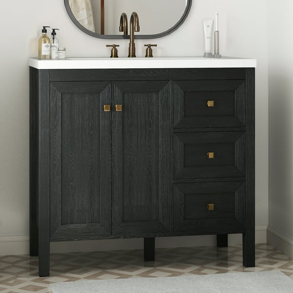 Dextrus 36'' Modern Bathroom Vanity with Sink Combo, Freestanding Bathroom Storage Cabinet with Drawers & Doors, Black