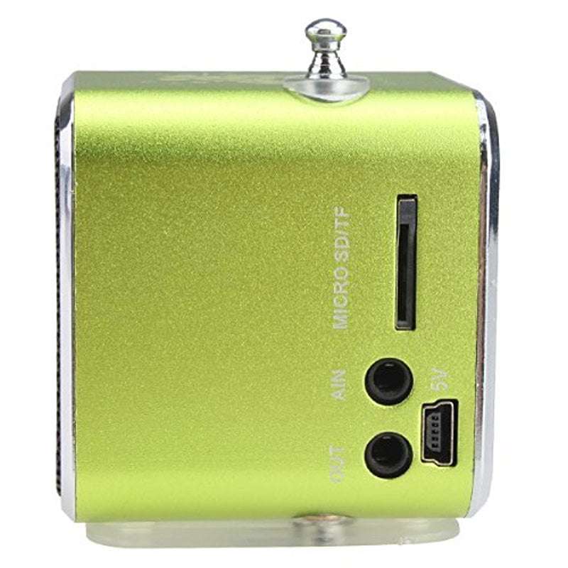 and Micro USB Card Slot TD-V26 Speaker with FM Radio Green Auxiliary In 
