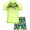 Green Neon/Palm Trees, variant on Body Glove Boys' Rash Guard Set - UPF 50+ Short Sleeve Swim Shirt and Bathing Suit Trunks - Swimwear Set for Boys (4-12)