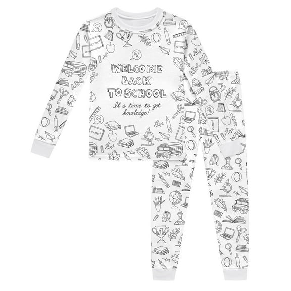 WOYY Toddler Boys Back To School Pajamas DIY Hand Painted Homewear Set Graphic Sleepwear