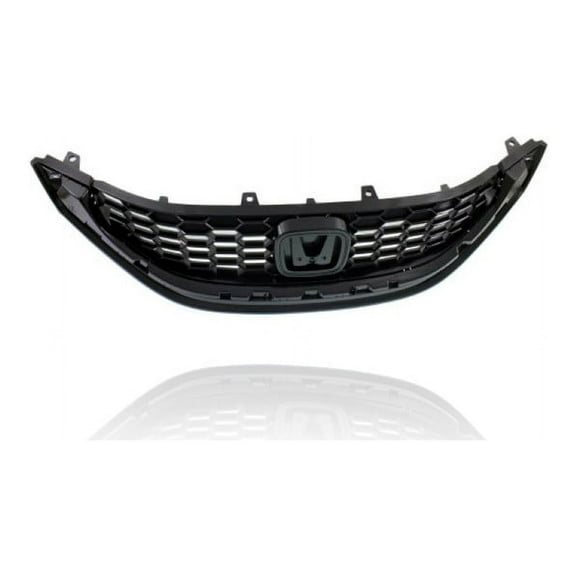 Grille - Cooling Direct Fit/For 71121TR3A11 13-15 Honda Civic-Sedan-EX/EXL 1.8/2.4L - Front, Gloss Black, With Emblem Provision - CAPA Certified