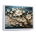 thumbnail image 2 of Designart "Spring Elegance White and Gold Flower Beauty III" Floral Framed Wall Art - Traditional White Flowers Bedroom Framed Canvas Wall Art, 2 of 6