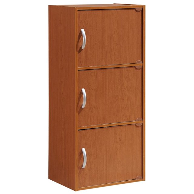 Pemberly Row 3 Shelf 3 Door Bookcase in Cherry
