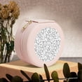 thumbnail image 6 of Yiaed Black White Music Print Travel Jewelry Case Bridesmaid Gift Boxes Jewelry Travel Organizer Small Round Jewelry Box Mini Storage-Pink, 6 of 7