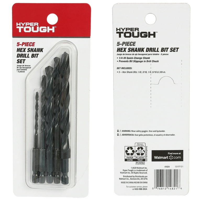 Hyper Tough 1 4 inch Hex Shank Drill Bit Set 5 Piece Walmart