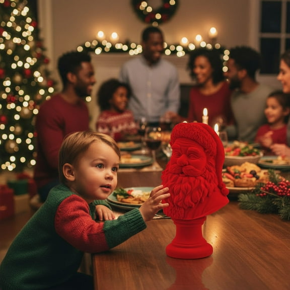 Wadada Santa Bust Tabletop Decoration, Christmas Red Santa Claus Head Statue Resin Figurine Christmas Home Decor Ornament for Tabletop Bookshelf Bedroom Office