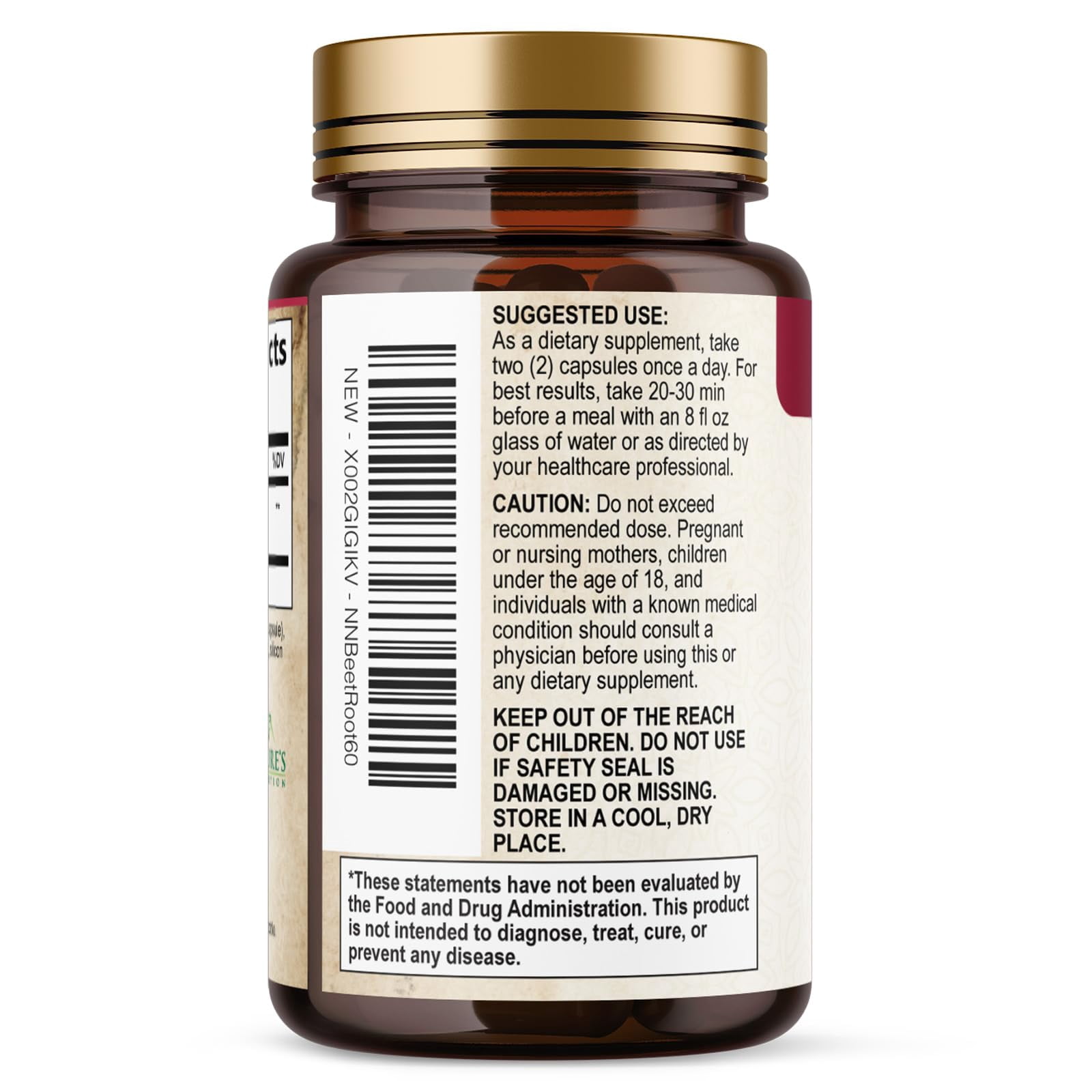 Organic Beet Root Capsules - 1300mg Extra Strength Beetroot Powder Supplement - Supports Nitric Oxide Production, Heart Health & Natural Energy - for Men & Women - Bottled in USA - 60 Veggie Capsules