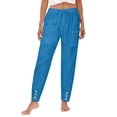 thumbnail image 5 of Linen Capris Pants for Women,High Elastic Waisted Drawstring Crop Trouser,Straight Wide Leg Cropped Pant with Pockets Dark Blue XXL, 5 of 5