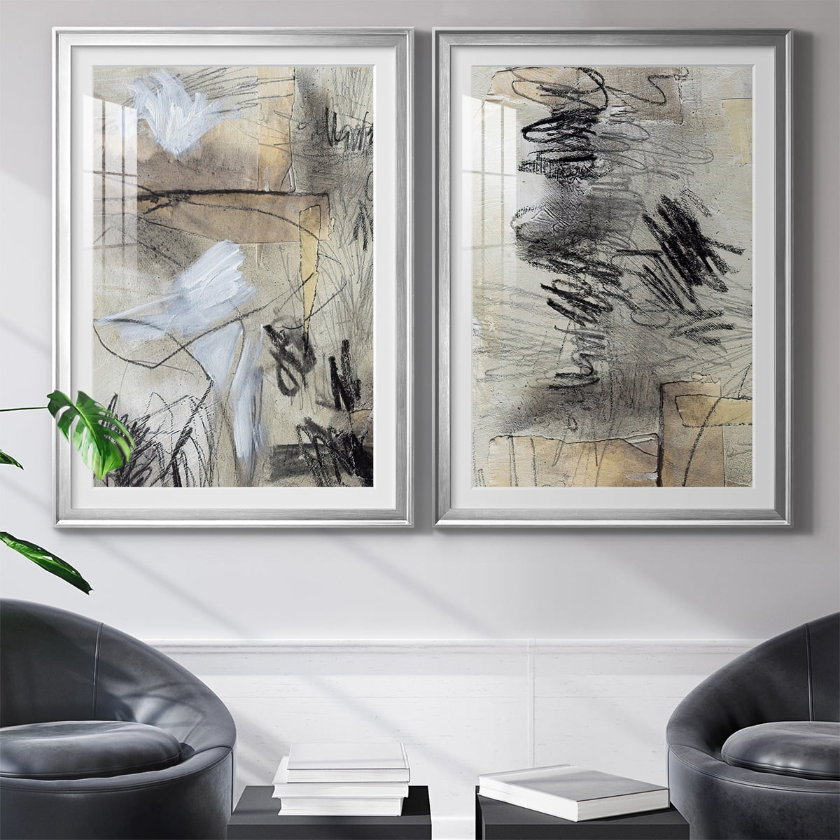 Wexford Home Masked Notes I Premium Framed Print, 18.5" x 24.5" - Ready to Hang, Silver (Set of 2)