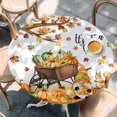 thumbnail image 2 of Fall Pumpkins Round Tablecloth, Fitted Table Cover with Elastic for 55"-60" Round Tables, Thanksgiving Gnomes Autumn Maple Country Rustic Table Cloth Outdoor Dinning Party Waterproof Tablecloths, 2 of 7