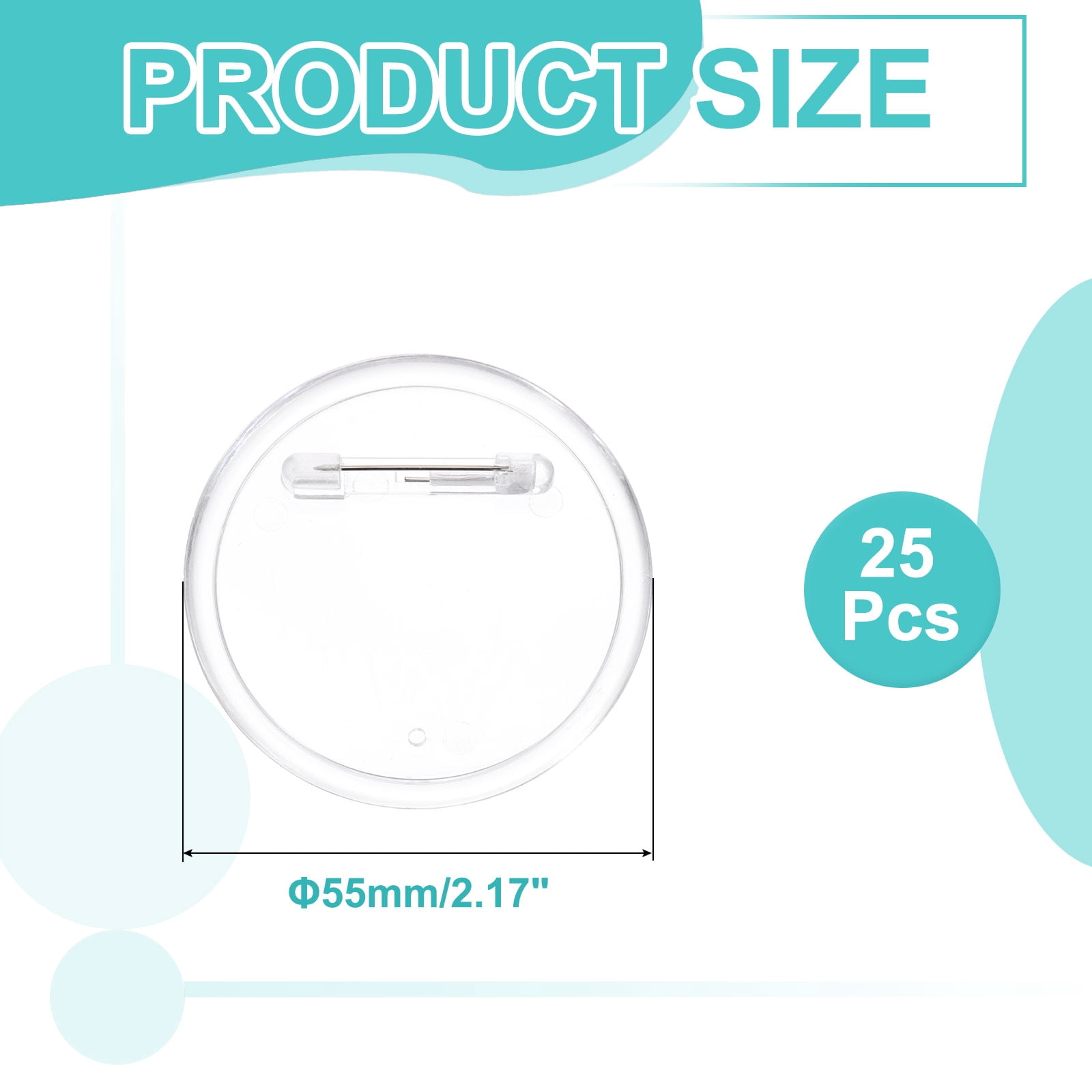 Uxcell 25Pcs Acrylic Sewing Buttons Pin Clear 2.17" Button Maker Badges for DIY Crafts