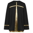 thumbnail image 2 of Aislor Boys Liturgical Praise Dance Pullover Top Choir Gowns Metallic Shiny Tunic Shirt Church Robe Worship Black 6, 2 of 7
