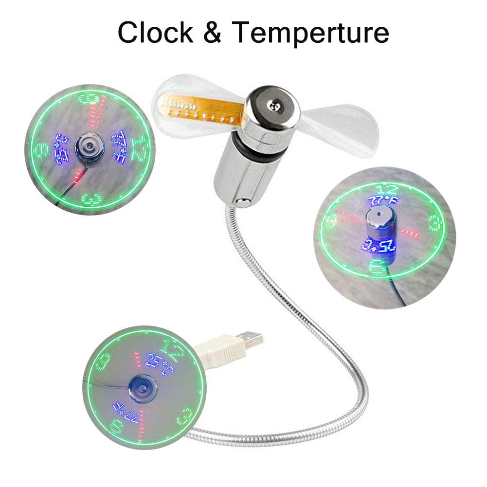 Cheers.US Creative Mini New USB LED Clock Fan with Real Time Clock and