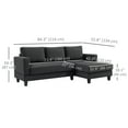 thumbnail image 3 of HOMCOM L Shape Sofa with Chaise Lounge Fabric 3 Seater Corner Sofa, Grey, 3 of 10
