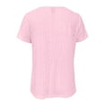 thumbnail image 5 of MIXUE Boho Tops For Women Summer Solid Color Square Collar Short Sleeve Casual Basic Pullover Shirts For Women T-shirts Streetwear,Pink,L, 5 of 6
