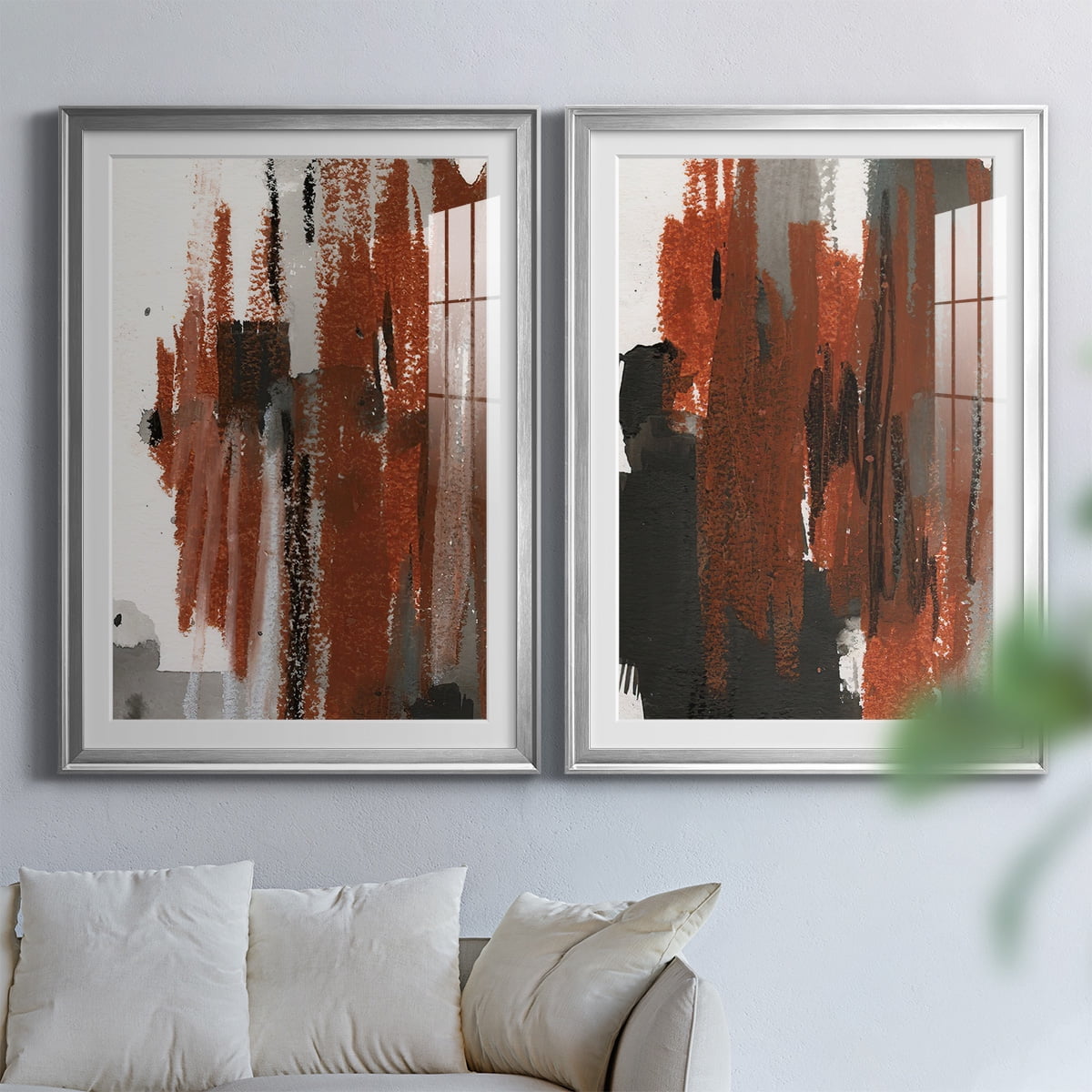 Wexford Home Loft Pastel V Premium Framed Print, 30.5" x 42.5" - Ready to Hang, Silver (Set of 2)