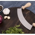 thumbnail image 4 of Fante’s Mezzaluna Rocking Chopper Knife, 9.5-Inch Stainless Steel Blade, For Fast Chopping, Mincing, Everyday Meal Prep, And Entertaining, 4 of 5