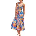 thumbnail image 1 of Brewee Robe Boho à Imprimé Floral d'Été 2024 pour Femmes, Bretelles Spaghetti, Volants, Ligne A, Longue Robe Maxi de Plage, 1 of 5