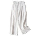 thumbnail image 3 of lcziwo Cotton Linen Pants for Women Elastic Waist Comfy Casual Wide Leg Pants Lightweight Summer Palazzo Pants with Pockets White S, 3 of 4