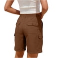 thumbnail image 6 of Bloomae Bermuda Shorts for Women Cargo Summer Casual Elastic High Waisted Short Pants Outdoor Beach Vacation Clothes with Multi-Pockets Coffee XL, 6 of 7