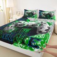thumbnail image 3 of Feelyou 3D Green Gamepad Queen Sheet Sets for Kids, Artwork Fashion Honeycomb Flat Sheet, Video Gaming Controller Queen Fitted Sheet, Luxury Bedroom Decor, 4pcs, 3 of 7