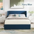 thumbnail image 4 of Relax & Rejuvenate Queen Size Lift up Storage Bed, Upholstered Platform Bed Frame with Modern Linen Fabric Wingback Headboard, Wood Slats Support, Noiseless, Easy Assembly, No Box Spring Needed, Blue, 4 of 7