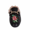 thumbnail image 2 of Wanted SHOES "Roseanne" Slip-on Fur Lined Loafer with Rose Embroidery BLACK SZ 6.5, 2 of 4