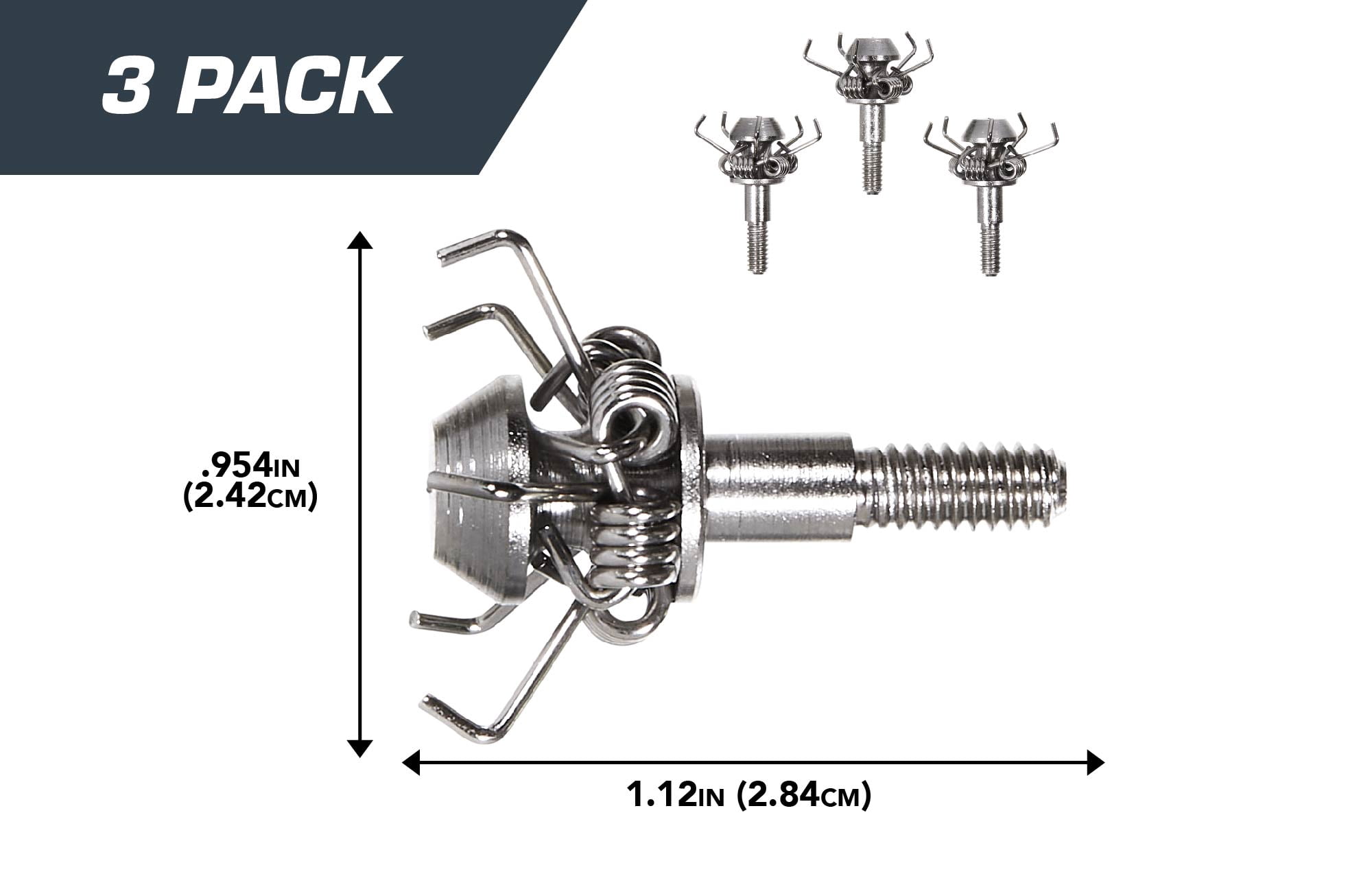 Titan Ninja Archery Points, 100-Grains, 3-Pack, Silver, Steel, 1 in, Archery Broadhead, 5 Points