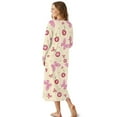 thumbnail image 4 of FUIALDOLG Winter Nightgowns for Women Long Sleeve Pink Butterfly Cherry Print Button Down Long Warm Nightdress Soft Sleepwear Night Gown Comfy Loungewear, 4XL, 4 of 6