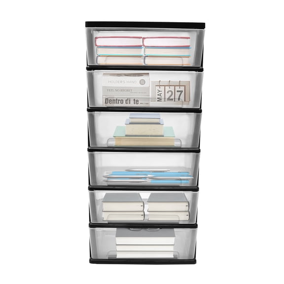 PP Rolling Storage Cart with 6 Drawers Modern Storage Tower for Office Closet Living Room Hallway