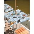 thumbnail image 2 of Outdoor Tablecloth with Umbrella Hole for Patio/Picnic/Party/Camping, Blue Plaid Cat Waterproof Table Cloth Square Cover Washable, Funny Cute Fish Leaves Bubble (54"x 54"), 2 of 8