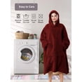 thumbnail image 5 of AMITOFO Wearable Blanket, Oversized Sherpa Blanket Hoodie with Giant Pocket and Sleeve for Adults Women Men, Soft Comfy Warm Fleece Sweatshirt Winter Gift (Burgundy), 5 of 6