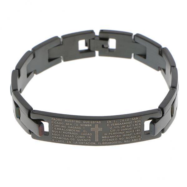 Pulsera para Hombre Hugo Acero inoxidable Letras cruzadas 2X Color negro