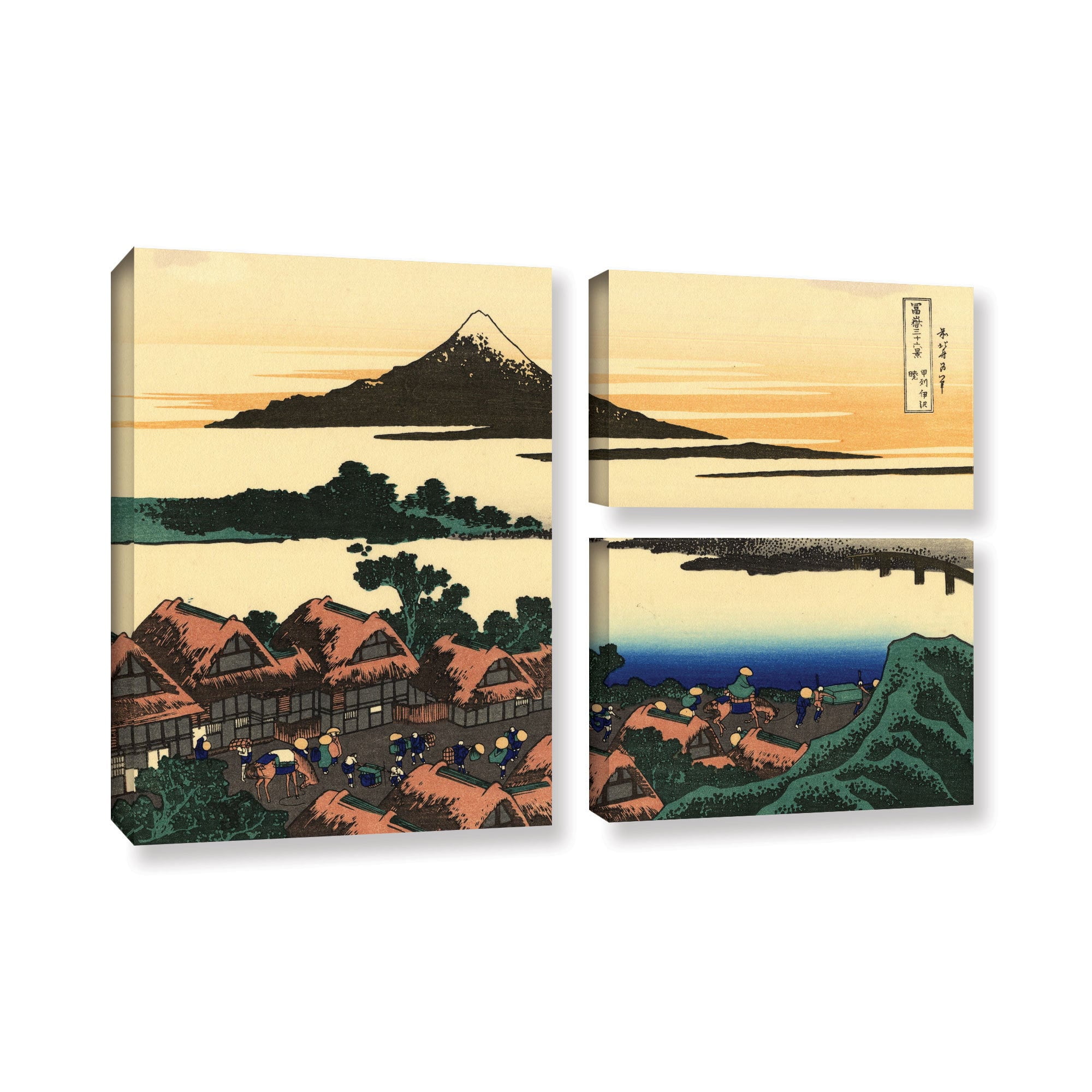 Artwall Katsushika Hokusai Dawn At Isawa In The Kai Province 3 Piece Gallery Wrapped Canvas Flag Set Walmart Com Walmart Com