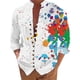 thumbnail image 1 of Camisas De Vestir Para Hombre Manga Corta Camisa de manga larga con estampado digital 3D y soporte con botones sueltos para hombre, vacaciones, playa, ocio (White, L), 1 of 4
