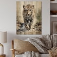 thumbnail image 2 of Designart "Leopard gracefulness In Africa" Animals Print on Natural Pine Wood, 2 of 5