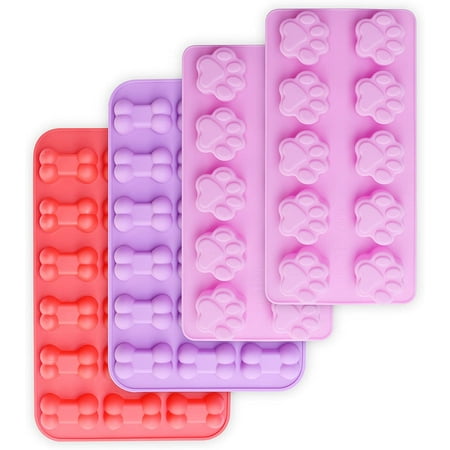 

Silicone Molds Non-Stick Food Grade Silicone Molds for Chocolate Candy Jelly Ice Cube Dog Treats (Puppy Paw Bone Set of 4PCS)