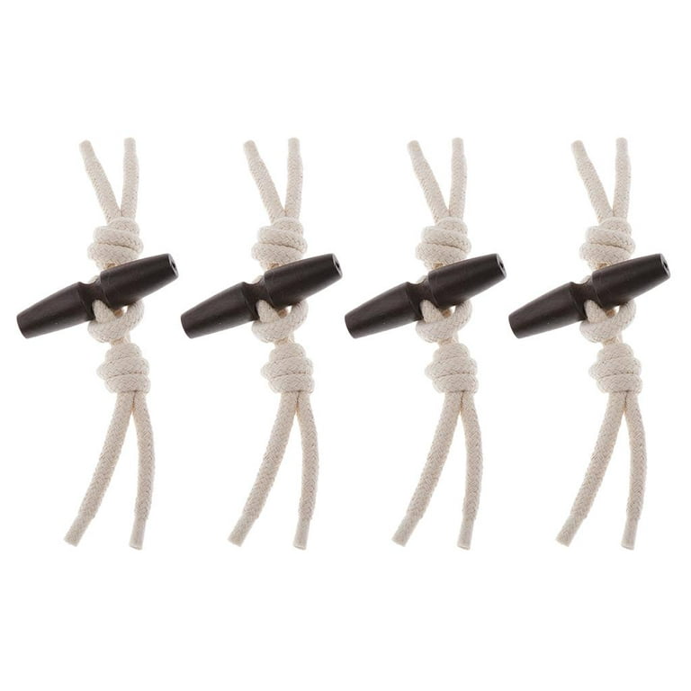 Pack of 4 Wooden Toggle Buttons Shape Two Holes with Rope for Duffel Coat  Jacket Sewing 16cm/6.3 inch Length Coffee