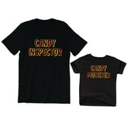 MAMA AND MINE Candy Inspector Women's T-Shirt Funny Cute Candy Monster Kids Toddler Shirt Baby Bodysuit Halloween Family Matching Mommy Daughter Son Outfits