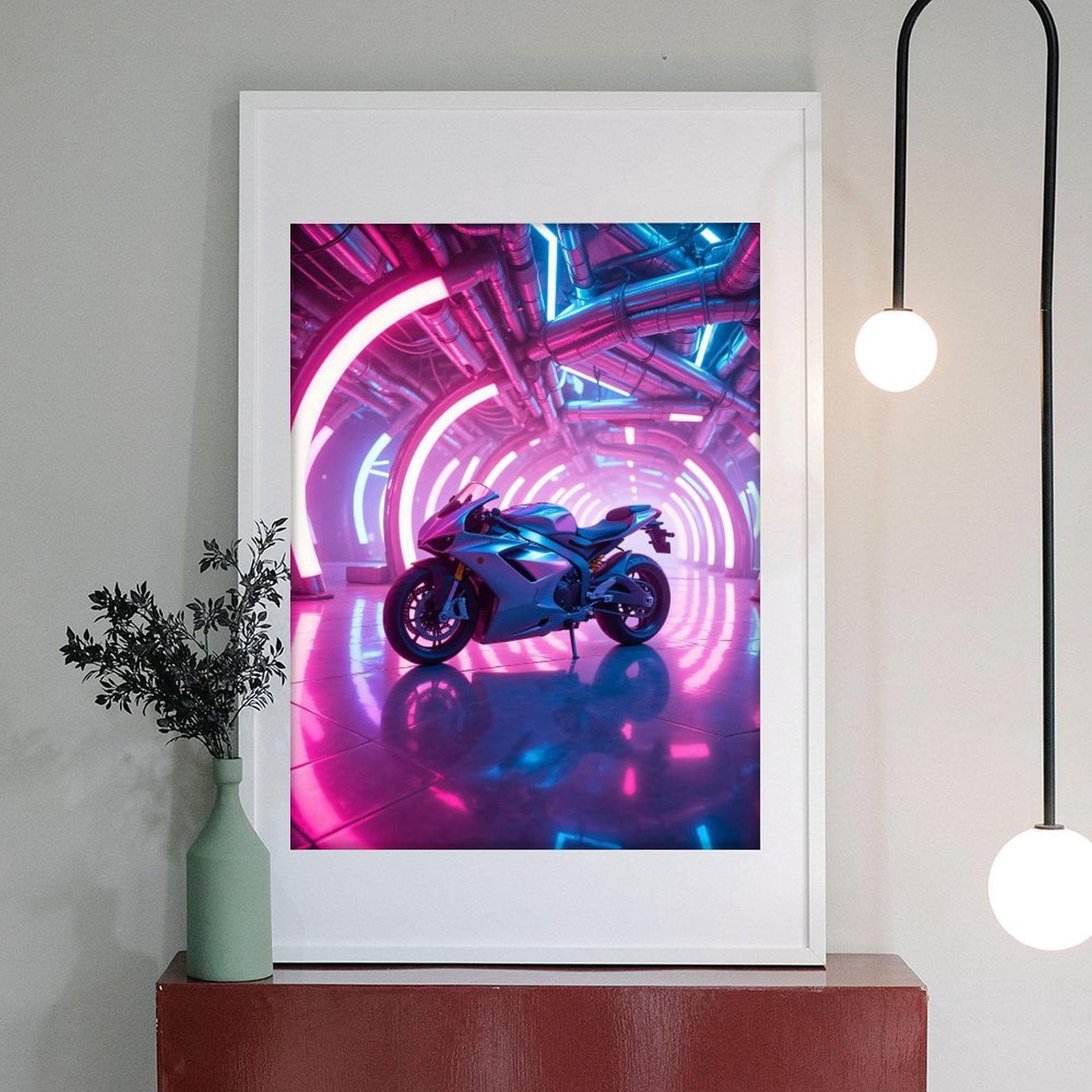 Diamond Art Kit for Adults, Neon Tunnel Futuristic Motorcycle Diamond Painting for Adults Beginners, DIY Diamond Art Painting Kits, 5D Diamond Painting Crafts for Home Decor 12x16 Frameless