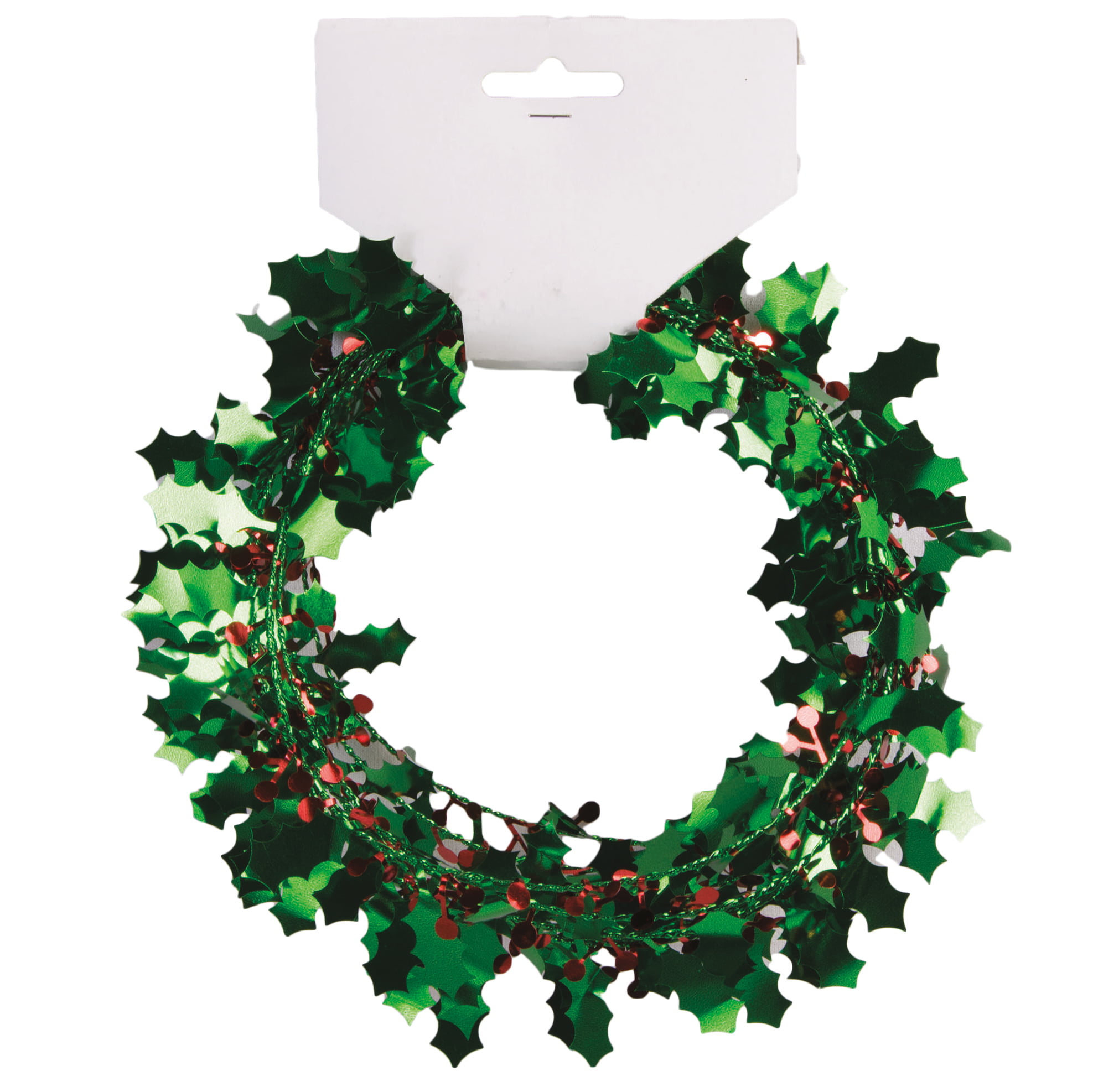 Foil Green & Red Holly Christmas Decor Christmas Holiday Garland 25 ft 
