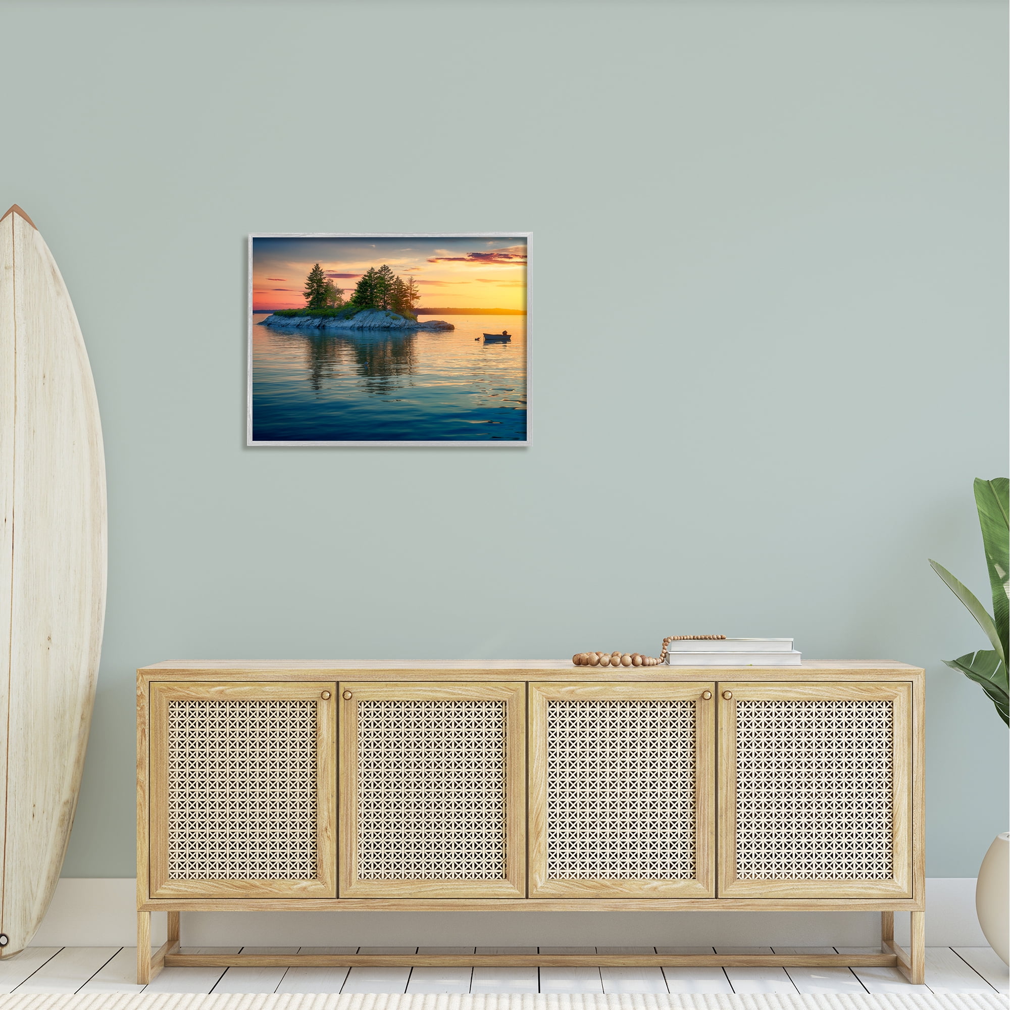 Stupell Sunset Island Horizon Photography Landscape Photography Gray Framed Art Print Wall Art