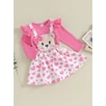 thumbnail image 3 of Bagilaanoe 2Pcs Baby Girls Overalls Dress Set Newborn Long Sleeve Romper Tops + Heart Suspender Skirt 3M 6M 12M 18M Infant Fall Casual Clothes, 3 of 8