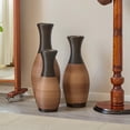 thumbnail image 6 of Hand-Woven PVC Rattan Vases Set of 3,GreyBrown and Beige Striped Floor Vases for Home Decor, 6 of 7