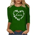 thumbnail image 1 of Camisetas Casuales de Mujer 3/4 Mangas Blusa de Cuello Redondo con Impresión Del Día de Patrick para la Moda Y el Uso Diario, 1 of 7