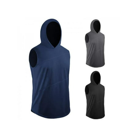 SUPERHOMUSE Hooded Sleeveless Vest Elasticity Breathable Quick Dry Outdoor Cycling Fitness Gym Tops Active Workout